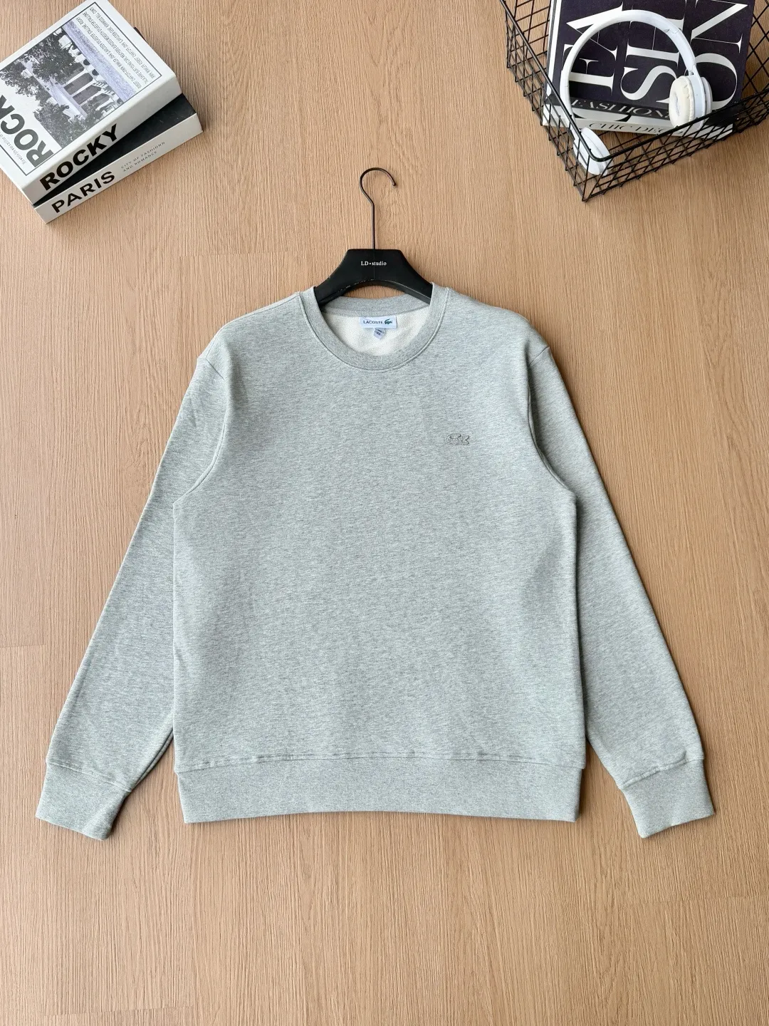 P 115LACOSTE. 2026 Autumn New Product Counter Same Style Embroidery Craft Cotton Round Neck Sweatshirt 360g Pure Cotton Terry M.L.XL 2XL LA-369